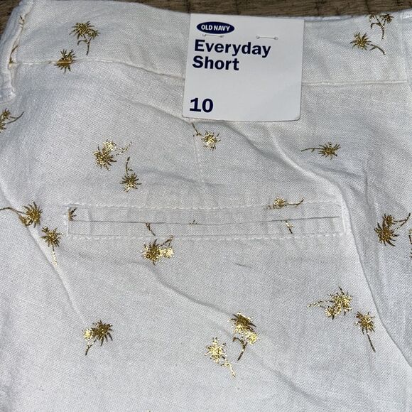 Chic & Polished 🏝️Gold Embossed Palm Tree 🌴 Cotton Shorts 🩳 🌴 2 Pockets - Picture 11 of 17